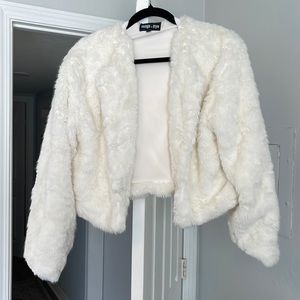 Faux fur white coat